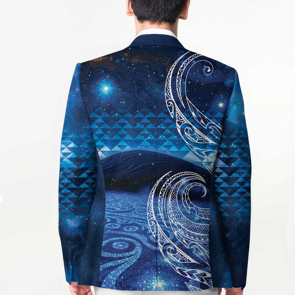 New Zealand Matariki Blazer Taniko Aramoana With Koru Galaxy Sky Night - Polynesian Pride