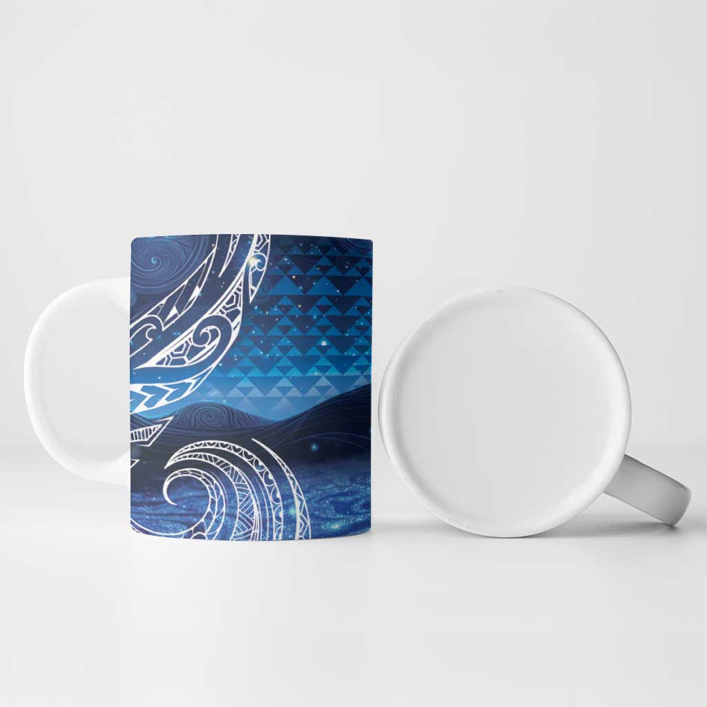 New Zealand Matariki Ceramic Mug Taniko Aramoana With Koru Galaxy Sky Night - Polynesian Pride