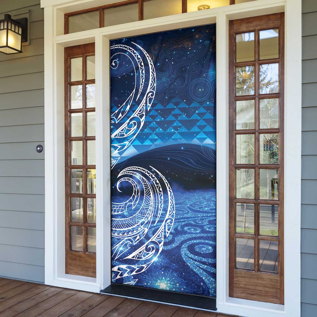 New Zealand Matariki Door Cover Taniko Aramoana With Koru Galaxy Sky Night - Polynesian Pride