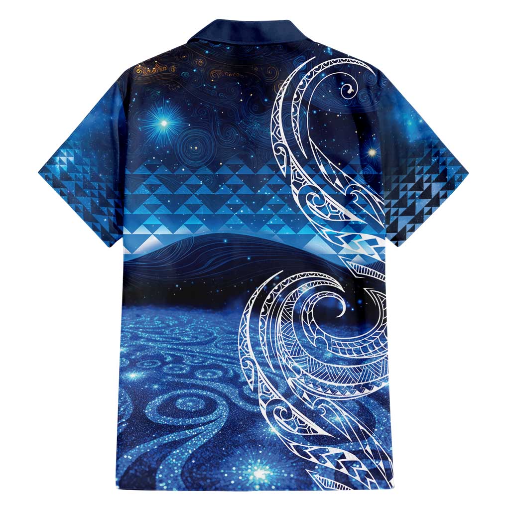 New Zealand Matariki Family Matching Short Sleeve Bodycon Dress and Hawaiian Shirt Taniko Aramoana With Koru Galaxy Sky Night
