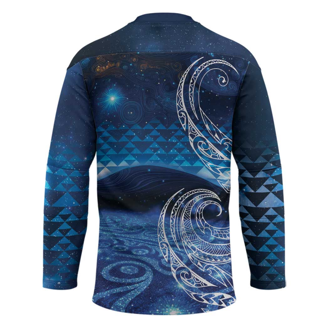 New Zealand Matariki Hockey Jersey Taniko Aramoana With Koru Galaxy Sky Night - Polynesian Pride