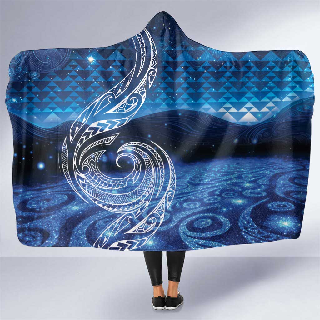 New Zealand Matariki Hooded Blanket Taniko Aramoana With Koru Galaxy Sky Night