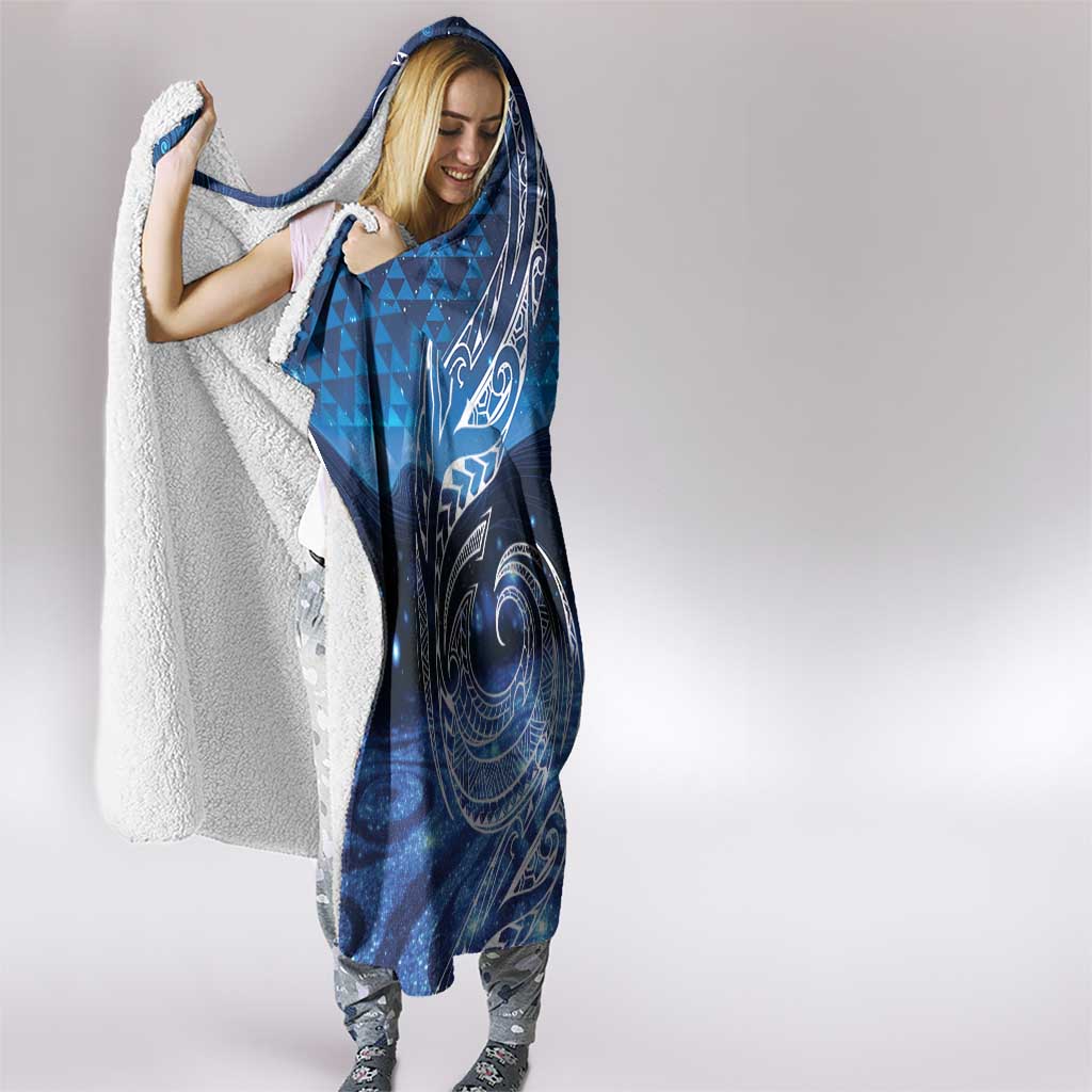 New Zealand Matariki Hooded Blanket Taniko Aramoana With Koru Galaxy Sky Night
