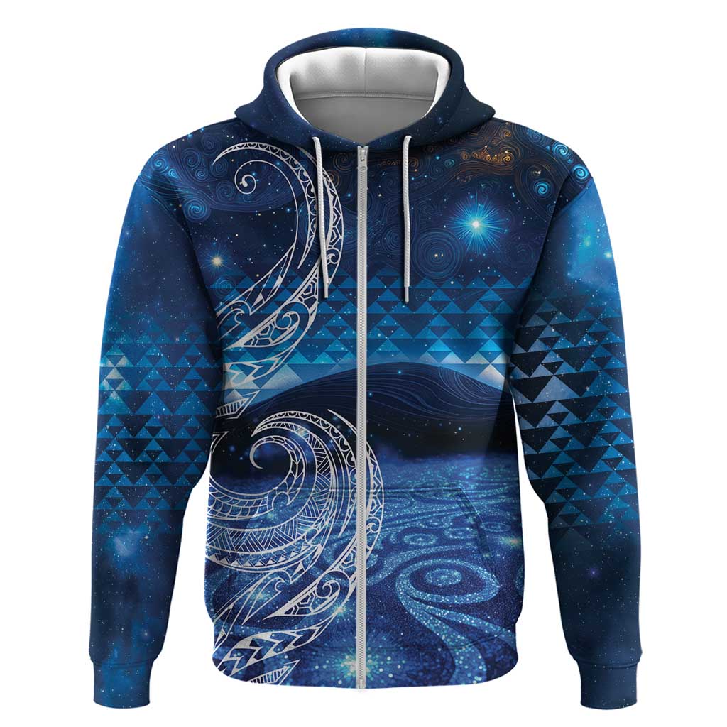 New Zealand Matariki Hoodie Taniko Aramoana With Koru Galaxy Sky Night