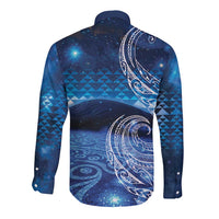 New Zealand Matariki Long Sleeve Button Shirt Taniko Aramoana With Koru Galaxy Sky Night
