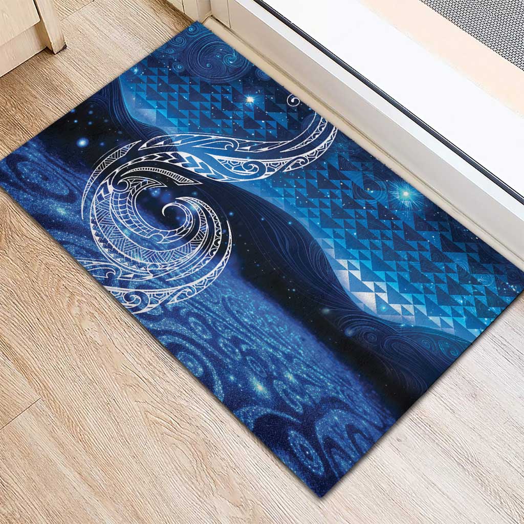New Zealand Matariki Rubber Doormat Taniko Aramoana With Koru Galaxy Sky Night