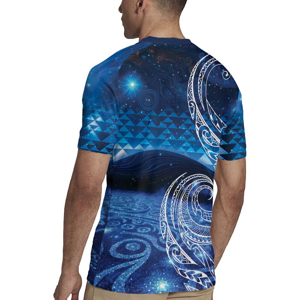 New Zealand Matariki Rugby Jersey Taniko Aramoana With Koru Galaxy Sky Night