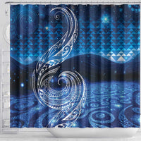 New Zealand Matariki Shower Curtain Taniko Aramoana With Koru Galaxy Sky Night