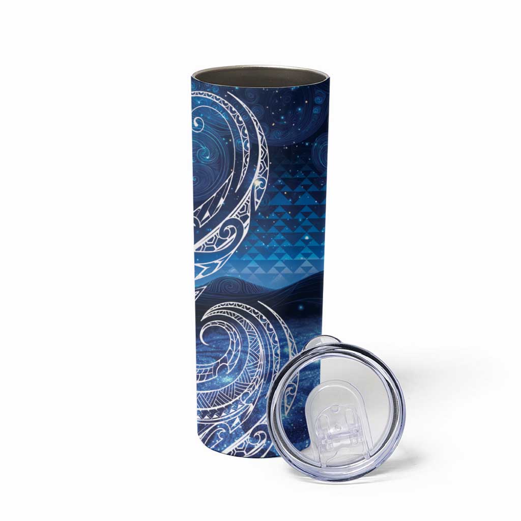 New Zealand Matariki Skinny Tumbler Taniko Aramoana With Koru Galaxy Sky Night