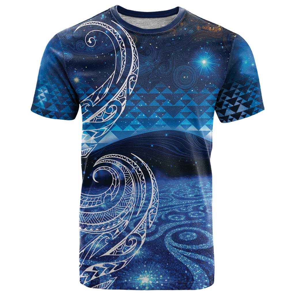 New Zealand Matariki T Shirt Taniko Aramoana With Koru Galaxy Sky Night
