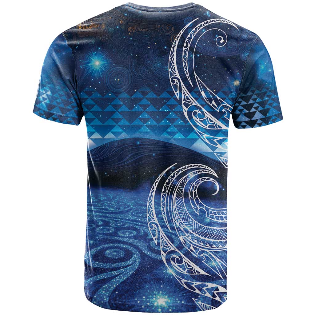 New Zealand Matariki T Shirt Taniko Aramoana With Koru Galaxy Sky Night