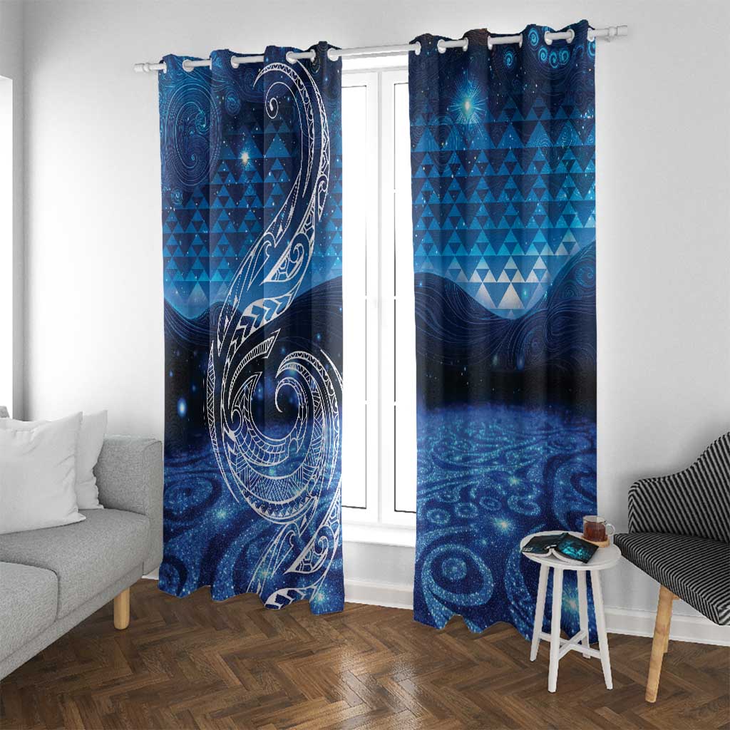 New Zealand Matariki Window Curtain Taniko Aramoana With Koru Galaxy Sky Night