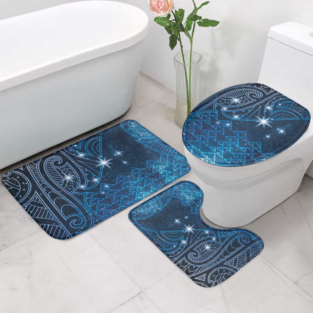 New Zealand Matariki Bathroom Set Taniko Aramoana With Maori Galaxy Sky Night - Polynesian Pride