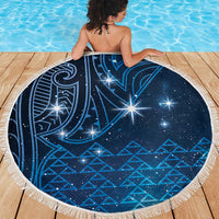 New Zealand Matariki Beach Blanket Taniko Aramoana With Maori Galaxy Sky Night