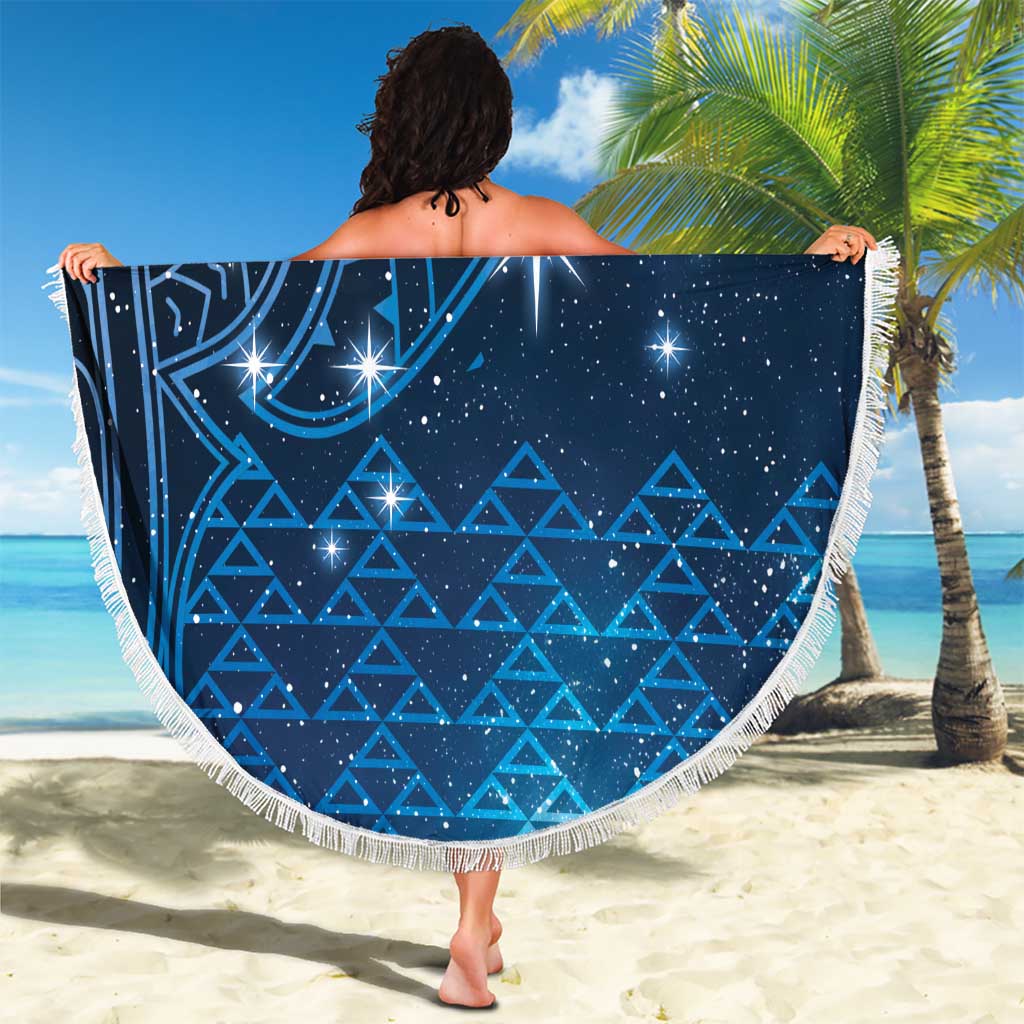 New Zealand Matariki Beach Blanket Taniko Aramoana With Maori Galaxy Sky Night