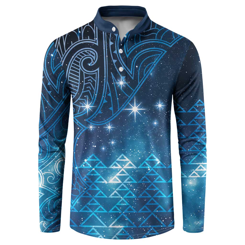 New Zealand Matariki Button Sweatshirt Taniko Aramoana With Maori Galaxy Sky Night