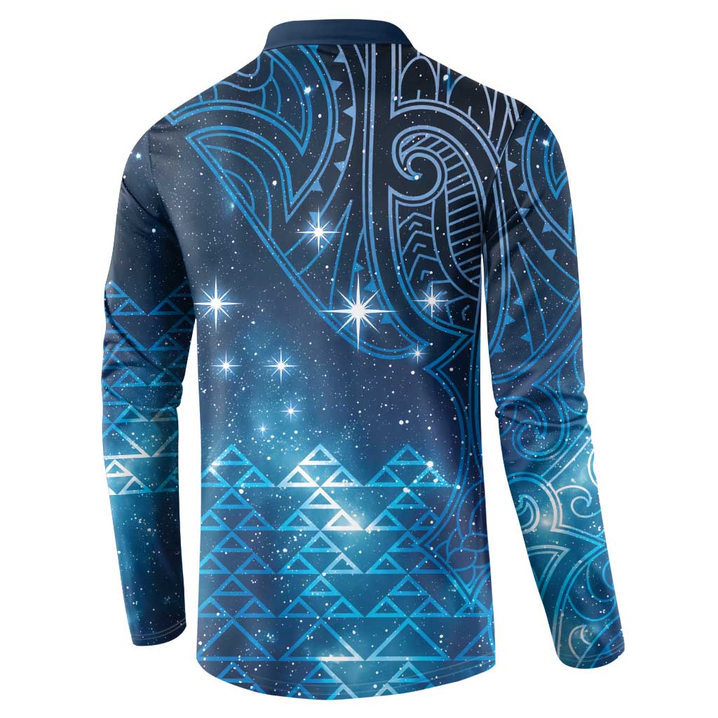 New Zealand Matariki Button Sweatshirt Taniko Aramoana With Maori Galaxy Sky Night