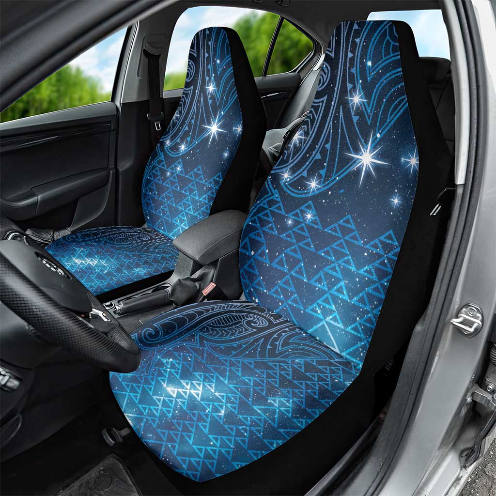 New Zealand Matariki Car Seat Cover Taniko Aramoana With Maori Galaxy Sky Night