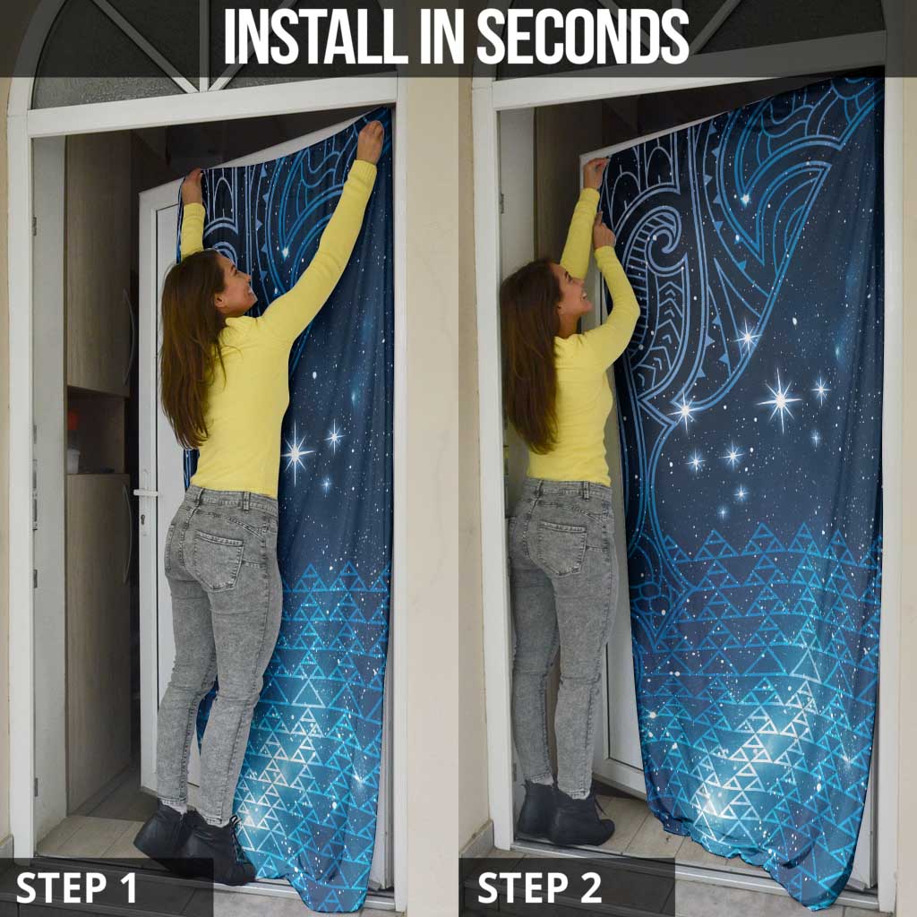 New Zealand Matariki Door Cover Taniko Aramoana With Maori Galaxy Sky Night - Polynesian Pride