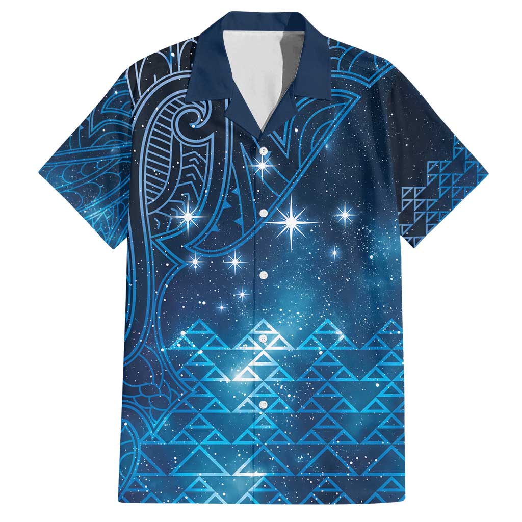 New Zealand Matariki Family Matching Puletasi and Hawaiian Shirt Taniko Aramoana With Maori Galaxy Sky Night