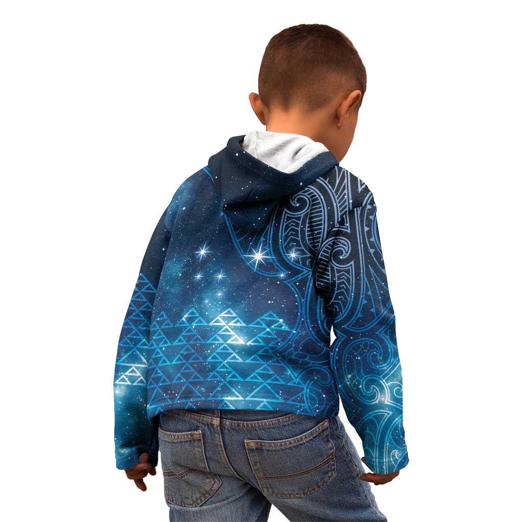 New Zealand Matariki Kid Hoodie Taniko Aramoana With Maori Galaxy Sky Night
