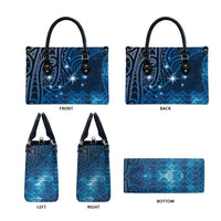 New Zealand Matariki Leather Bag Taniko Aramoana With Maori Galaxy Sky Night - Polynesian Pride