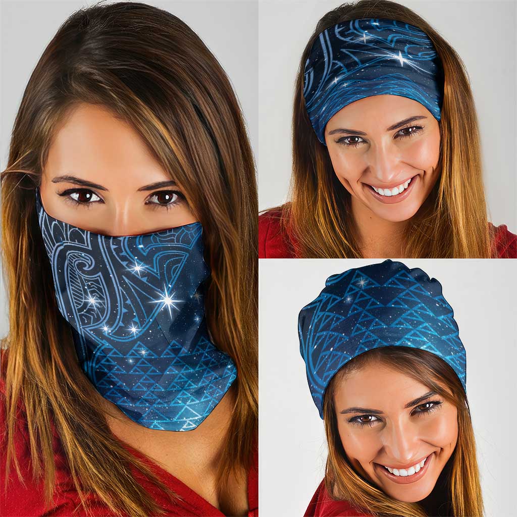New Zealand Matariki Neck Gaiter Taniko Aramoana With Maori Galaxy Sky Night - Polynesian Pride