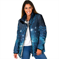 New Zealand Matariki Padded Jacket Taniko Aramoana With Maori Galaxy Sky Night - Polynesian Pride