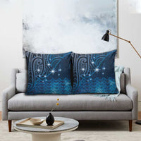 New Zealand Matariki Pillow Cover Taniko Aramoana With Maori Galaxy Sky Night - Polynesian Pride
