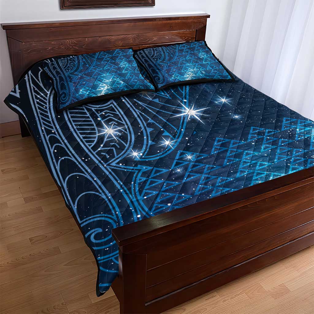 New Zealand Matariki Quilt Bed Set Taniko Aramoana With Maori Galaxy Sky Night