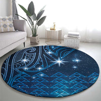 New Zealand Matariki Round Carpet Taniko Aramoana With Maori Galaxy Sky Night