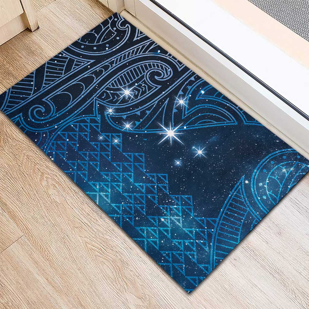 New Zealand Matariki Rubber Doormat Taniko Aramoana With Maori Galaxy Sky Night