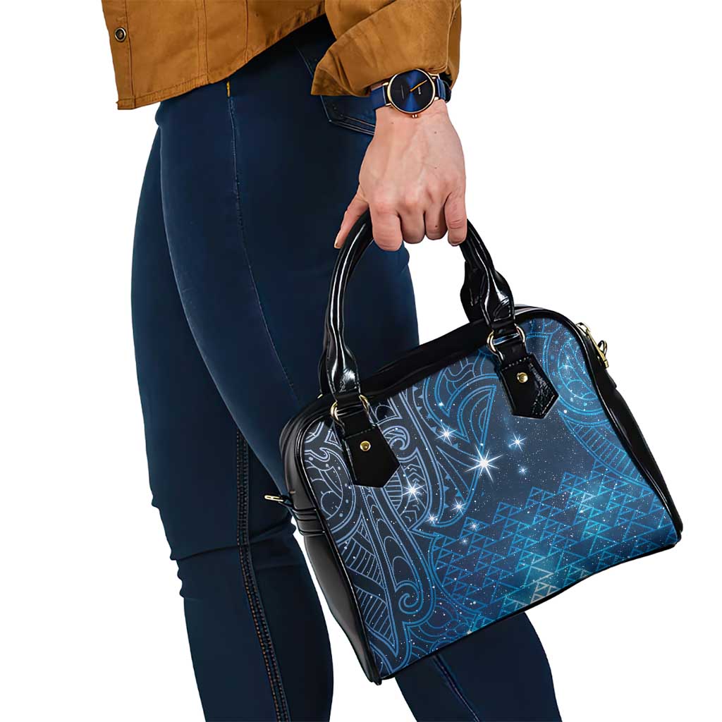 New Zealand Matariki Shoulder Handbag Taniko Aramoana With Maori Galaxy Sky Night