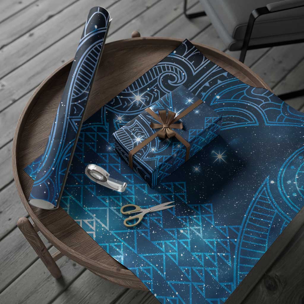 New Zealand Matariki Wrapping Paper Taniko Aramoana With Maori Galaxy Sky Night - Polynesian Pride