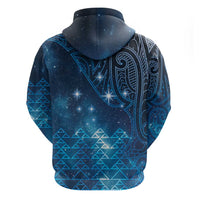 New Zealand Matariki Zip Hoodie Taniko Aramoana With Maori Galaxy Sky Night