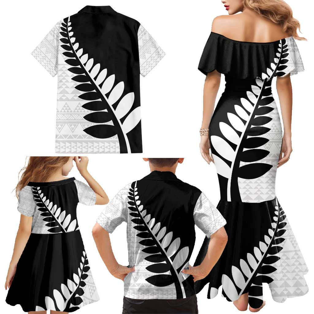 New Zealand Silver Fern Niho Taniwha Family Matching Mermaid Dress and Hawaiian Shirt