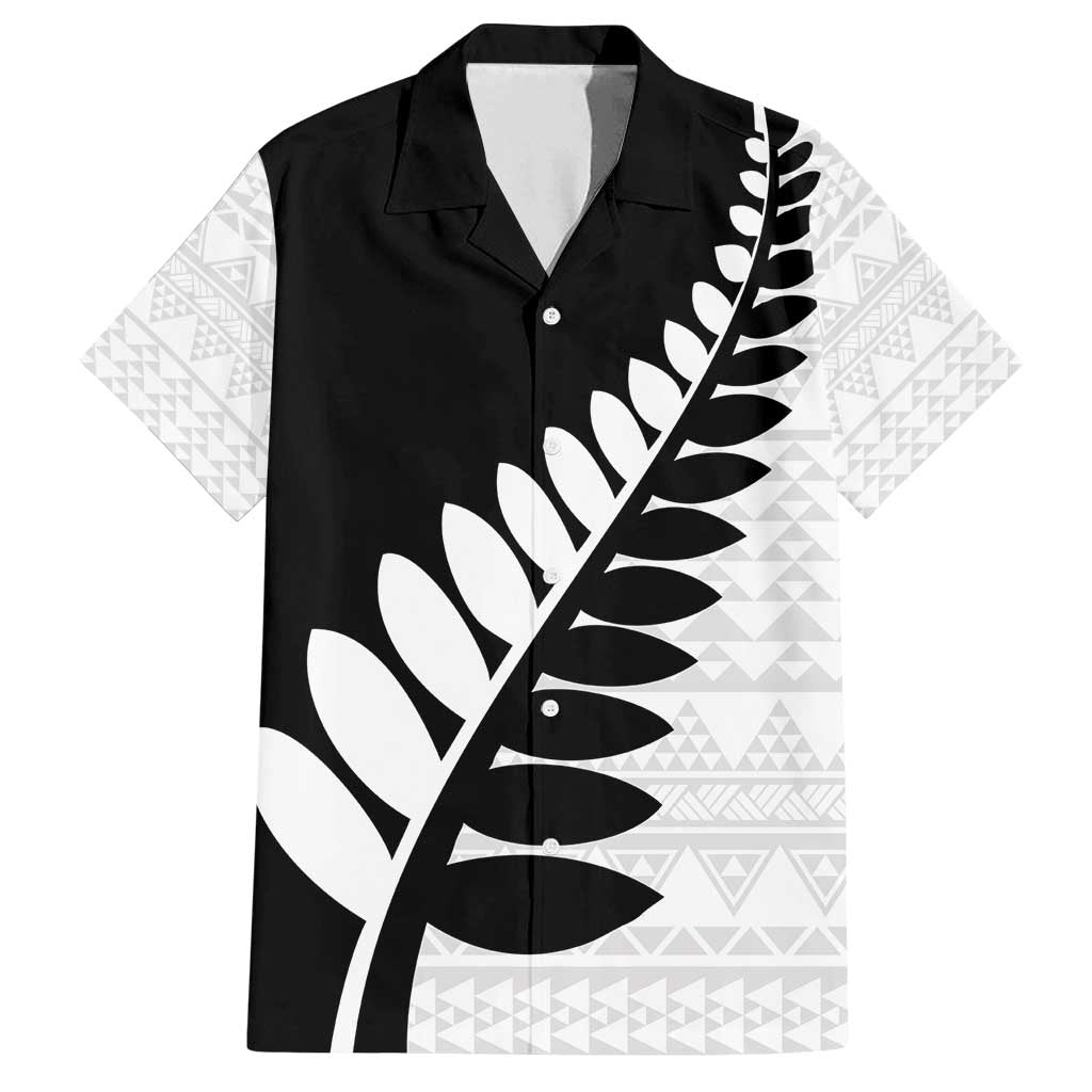 New Zealand Silver Fern Niho Taniwha Family Matching Off Shoulder Short Dress and Hawaiian Shirt