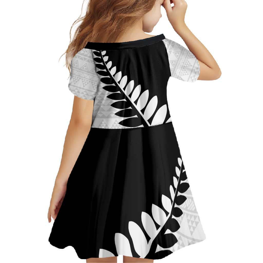 New Zealand Silver Fern Niho Taniwha Family Matching Short Sleeve Bodycon Dress and Hawaiian Shirt