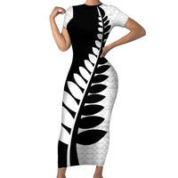 New Zealand Silver Fern Niho Taniwha Family Matching Short Sleeve Bodycon Dress and Hawaiian Shirt