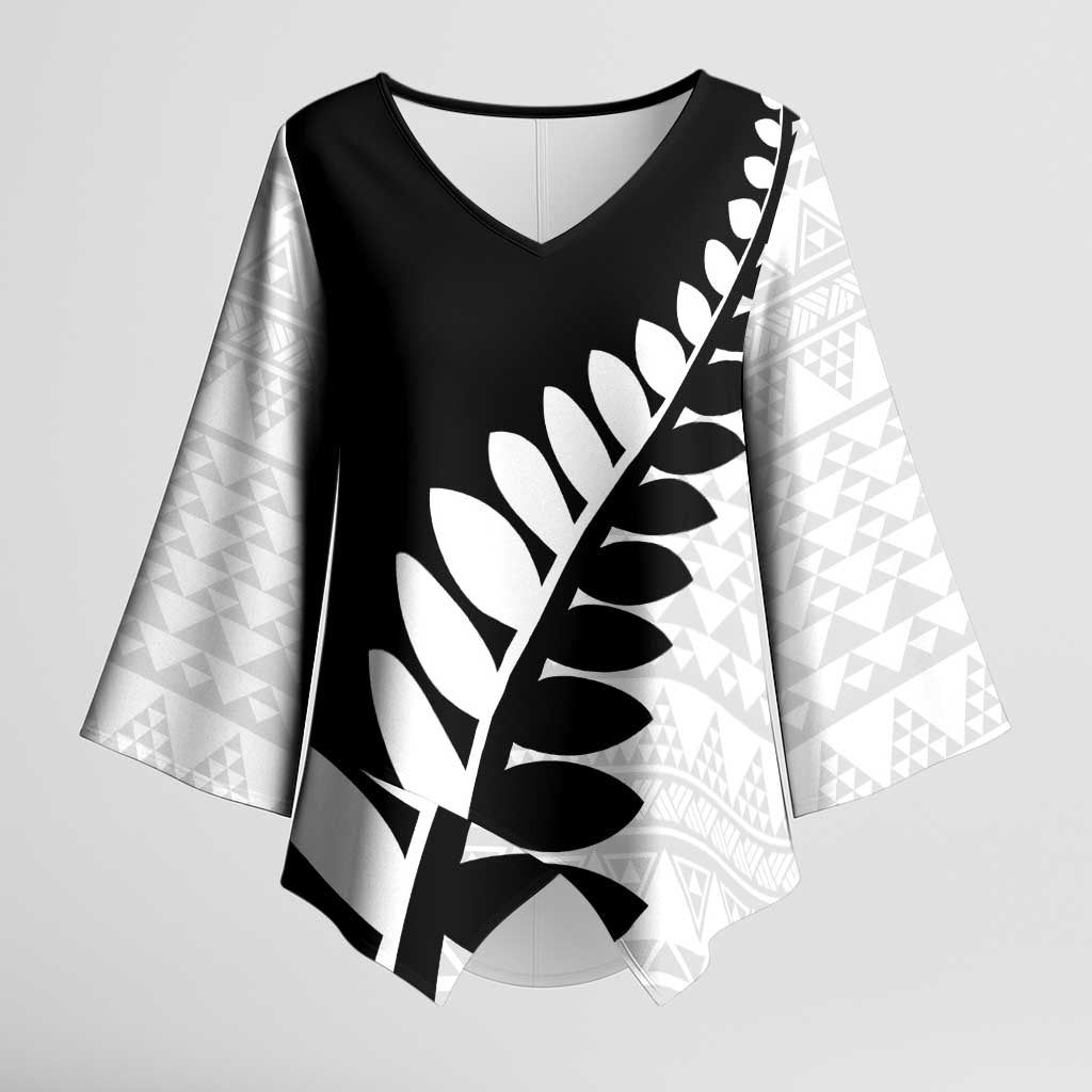 New Zealand Silver Fern Niho Taniwha Kimono Sleeve Blouse - Polynesian Pride