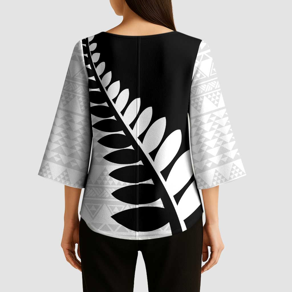 New Zealand Silver Fern Niho Taniwha Kimono Sleeve Blouse - Polynesian Pride