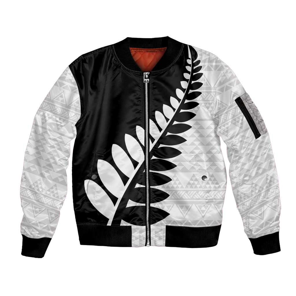 New Zealand Silver Fern Niho Taniwha Sleeve Zip Bomber Jacket