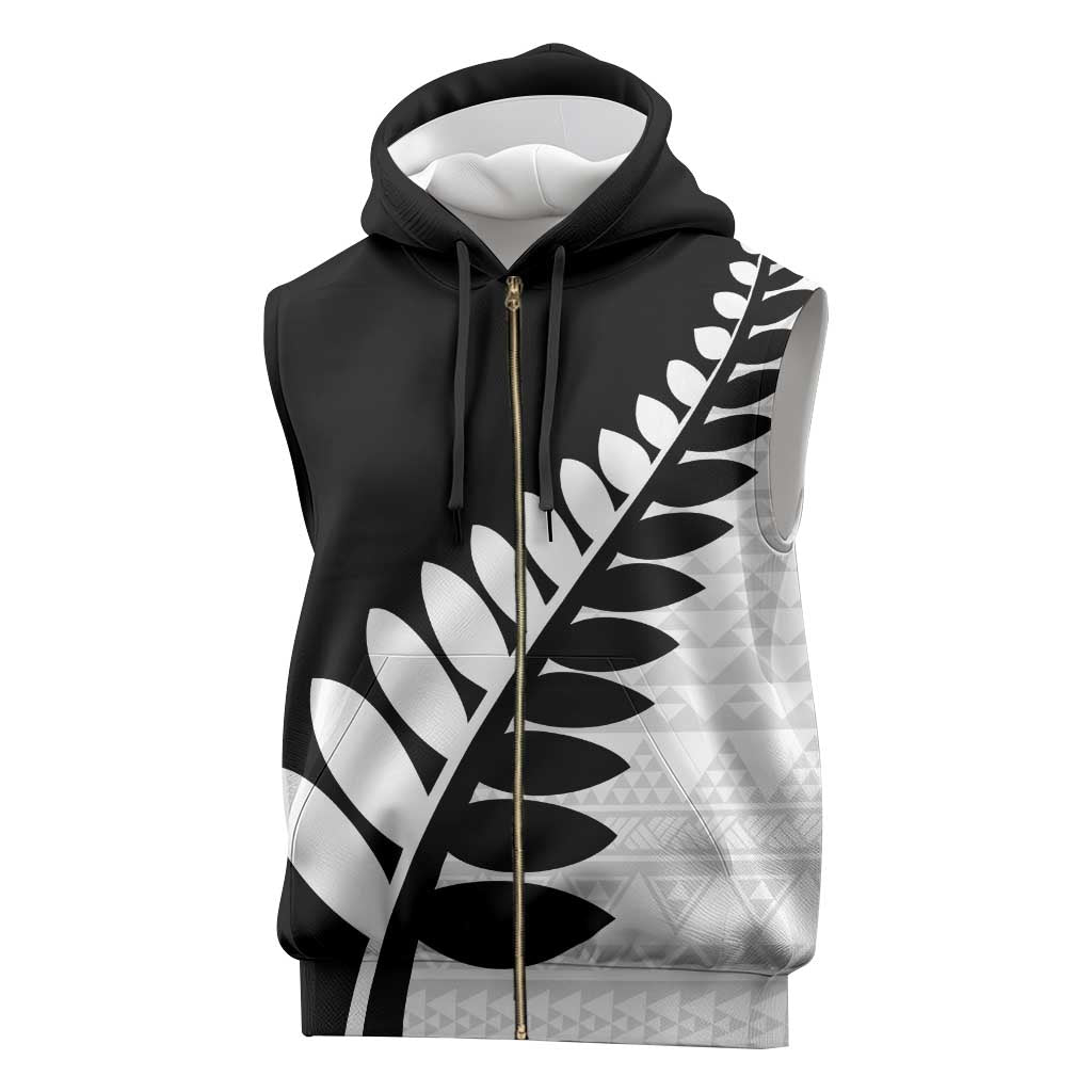 New Zealand Silver Fern Niho Taniwha Sleeveless Zip Hoodie - Polynesian Pride