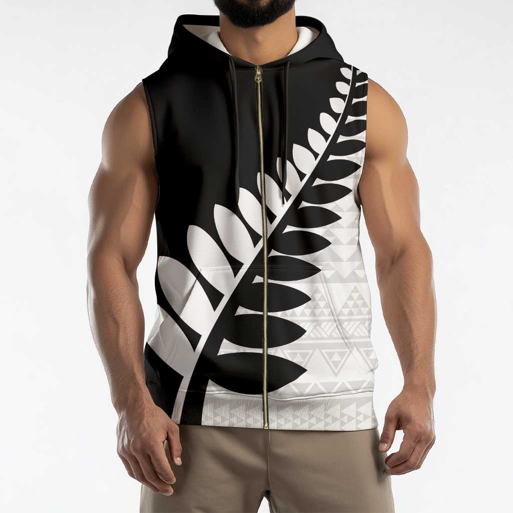 New Zealand Silver Fern Niho Taniwha Sleeveless Zip Hoodie - Polynesian Pride