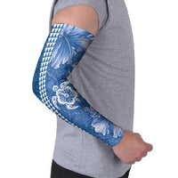 Blue Hibiscus Turle Arm Sleeves Hawaiian Style Tribal Tapa Pattern - Polynesian Pride