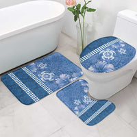 Blue Hibiscus Turle Bathroom Set Hawaiian Style Tribal Tapa Pattern - Polynesian Pride