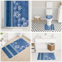 Blue Hibiscus Turle Bathroom Set Hawaiian Style Tribal Tapa Pattern - Polynesian Pride
