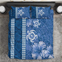 Blue Hibiscus Turle Bedding Set Hawaiian Style Tribal Tapa Pattern
