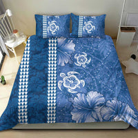 Blue Hibiscus Turle Bedding Set Hawaiian Style Tribal Tapa Pattern