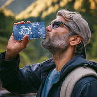 Blue Hibiscus Turle 4 in 1 Can Cooler Tumbler Hawaiian Style Tribal Tapa Pattern